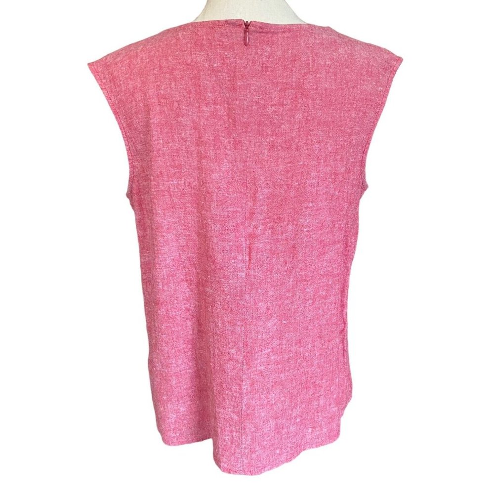 Linea Donna Linen Blend Sleeveless Knot Neckline Pink Pleated Blouse Top Size L - Picture 2 of 10